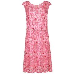 1960s Norman Hartnell Pink Beaded Dress Owned by Dame Barbara Cartland 5