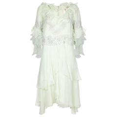 80s Zandra Rhodes off white silk dress with butterfly print For Sale at ...