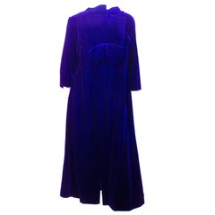 60s Blue Velvet Evening Coat