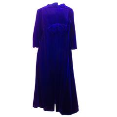 60s Blue Velvet Evening Coat 1