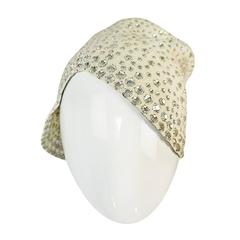 Vintage 1960s Dorothy McGuire Owned Rhinestone Studded Cream Cloche