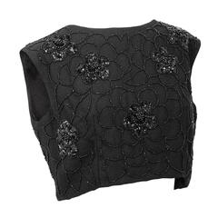 60s Black Beaded Crop Top 11