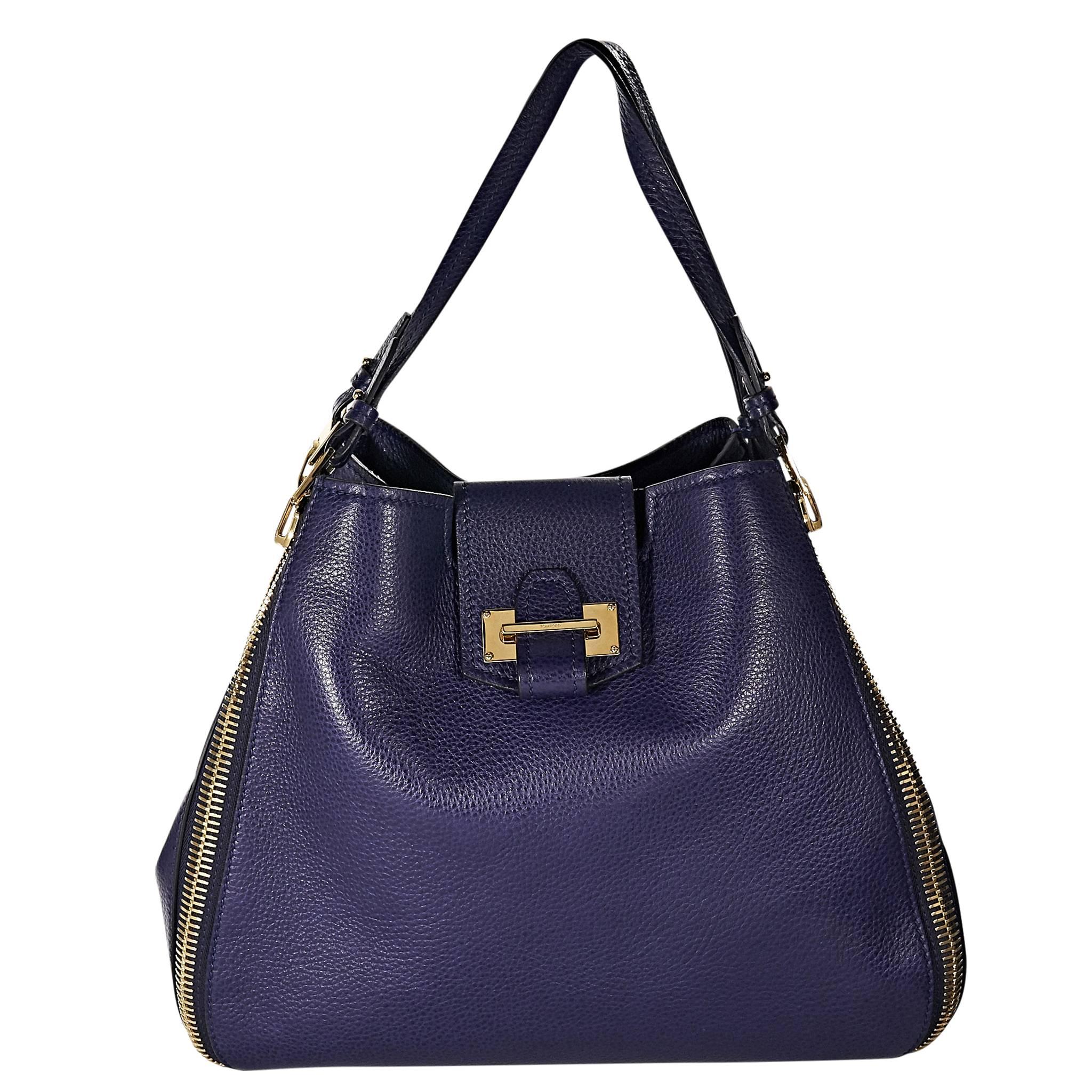 Navy Tom Ford Leather Sedgwick Tote Bag
