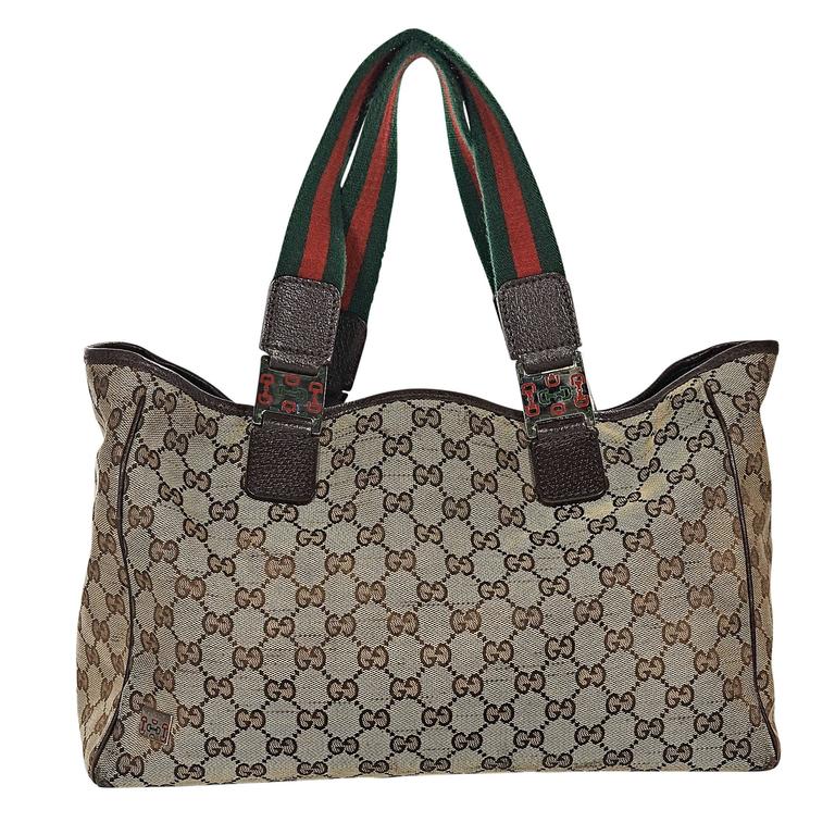 Brown Gucci Monogram Tote Bag For Sale at 1stdibs