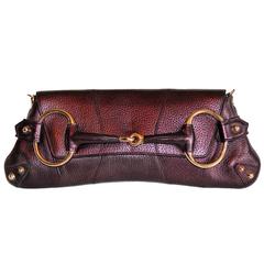 Free Shipping:Rare Tom Ford Gucci 2004  Metallic Aubergine Leather Horsebit Bag!