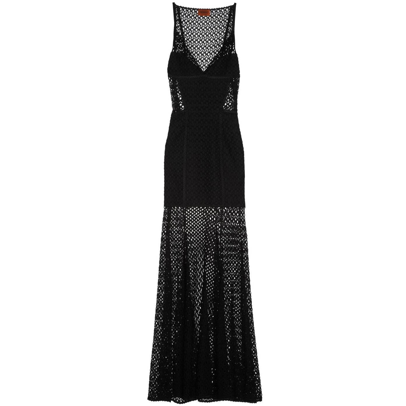 Breathtaking Missoni Black Lurex Crochet Knit Evening Dress Gown