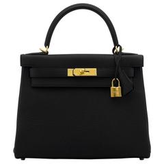 Hermes Kelly II 28 Retourne Togo Leather 89 Black Color Gold Hardware 2016