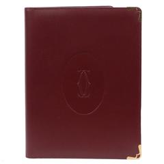 CARTIER PARIS Burgunderfarbenes Leder ADDRESS BOOK Notepad AGENDA Deckel