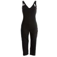 UNWORN Gucci by Tom Ford Black GG Monogram Logo Silk Jumpsuit Overall Playsuit
