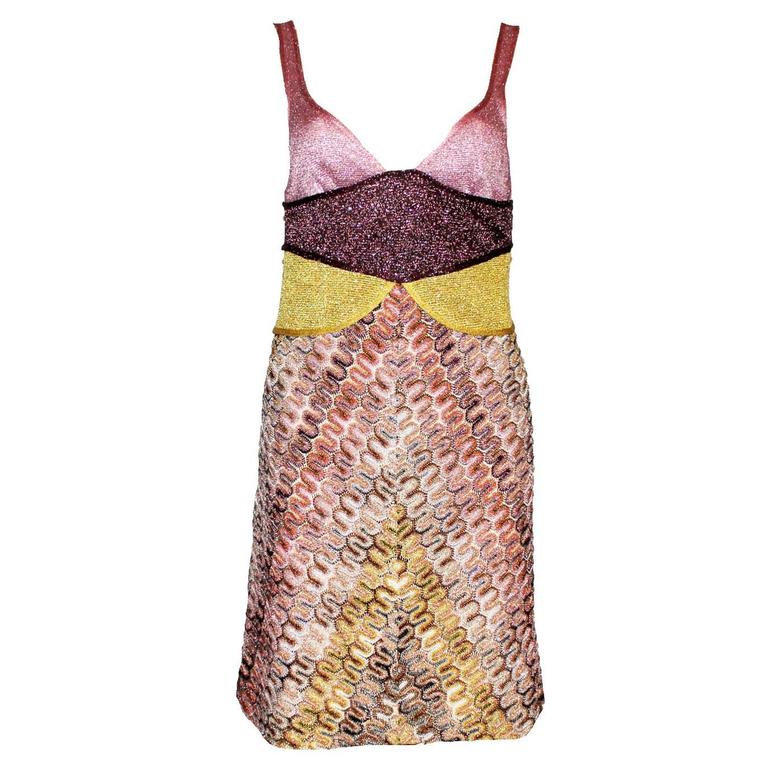 Missoni Metallic Crochet Knit Mini Dress