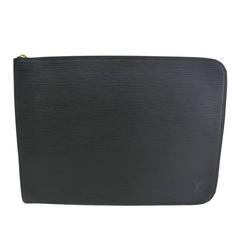 Used Louis Vuitton Black Epi Men's Attache Carry-All Attache Tech Accessory Case Bag