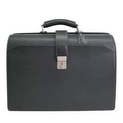 Burberry Black Leather Palladium Men's Attache Briefcase in Box