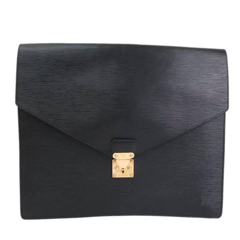 Louis Vuitton Black Epi Men&#39;s Tech Attache Envelope Document Bag Clutch Case at 1stdibs