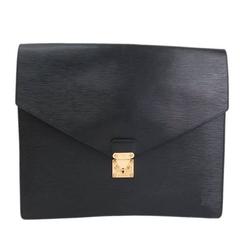 Used Louis Vuitton Black Epi Men's Tech Attache Envelope Document Bag Clutch Case