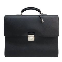 Used Louis Vuitton Black Leather Palladium Hardware Men's Briefcase Bag Withe Key
