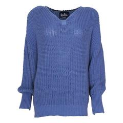 1980s Jean Muir Cornflower Blue Knitted Jumper 8