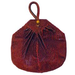 Antique 30s Red Whiting and Davis Mesh Purse