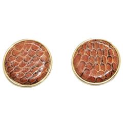 Unique brown python Wilma Spagli Italian earrings 80s