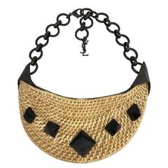 Dramatic Yves Saint Laurent Wicker Bib Necklace. Huge. Runway Piece. 1