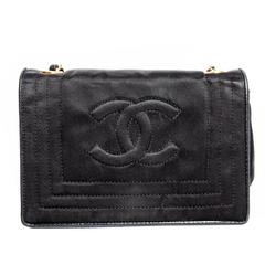 Chanel Black Silk Single Flap Evening Bag with Chain