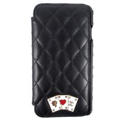 Chanel 2016 Casino iPhone 6 6S 7 Case Black Leather Quilted CC Logo Crystal Card