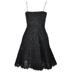 Giorgio Armani Fit & Flare Sequin Appliques Black Mini Evening Dress 1