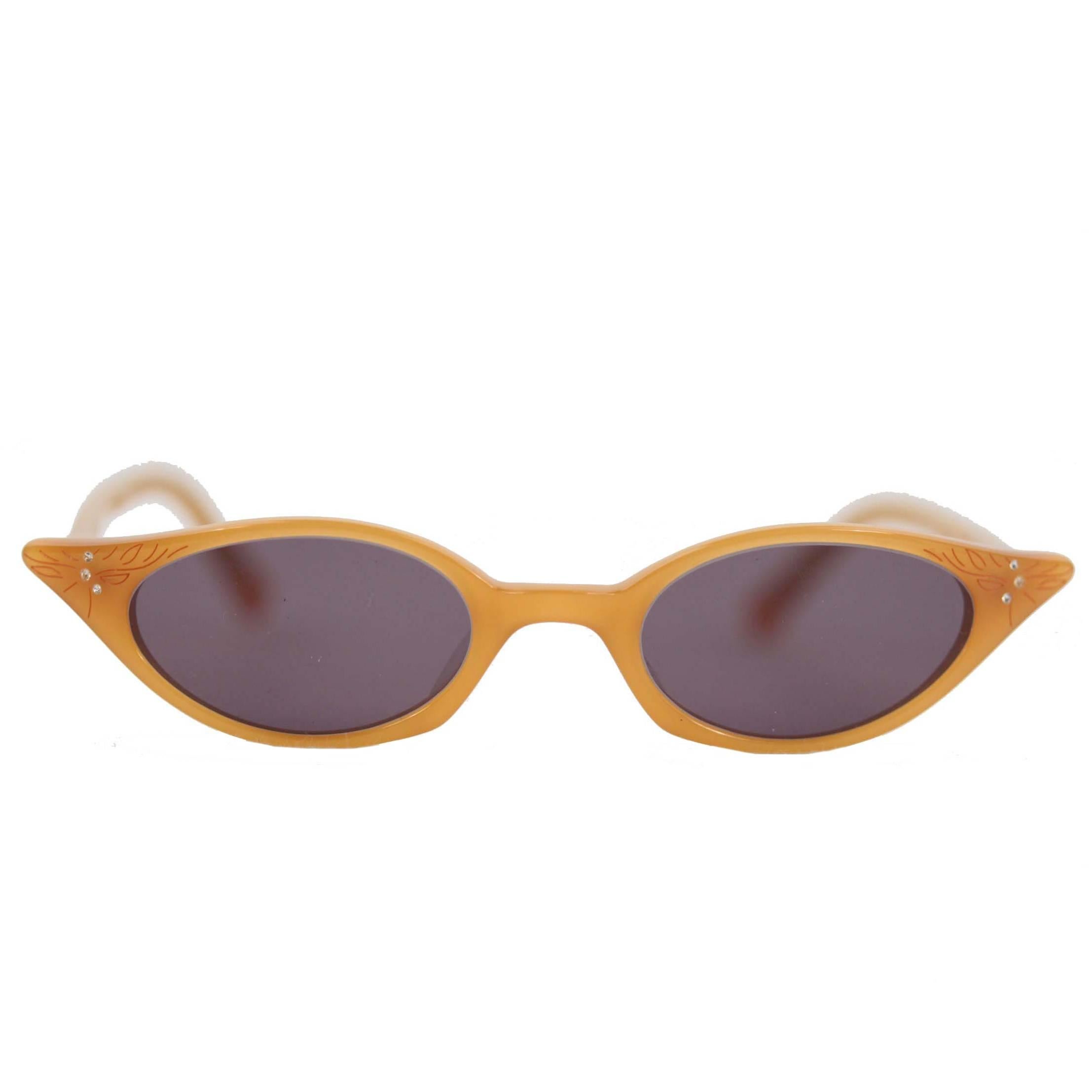 MILA SCHON MINT sunglasses CAT EYE Honey/Blue MS 920 45/20 w/rhinestones