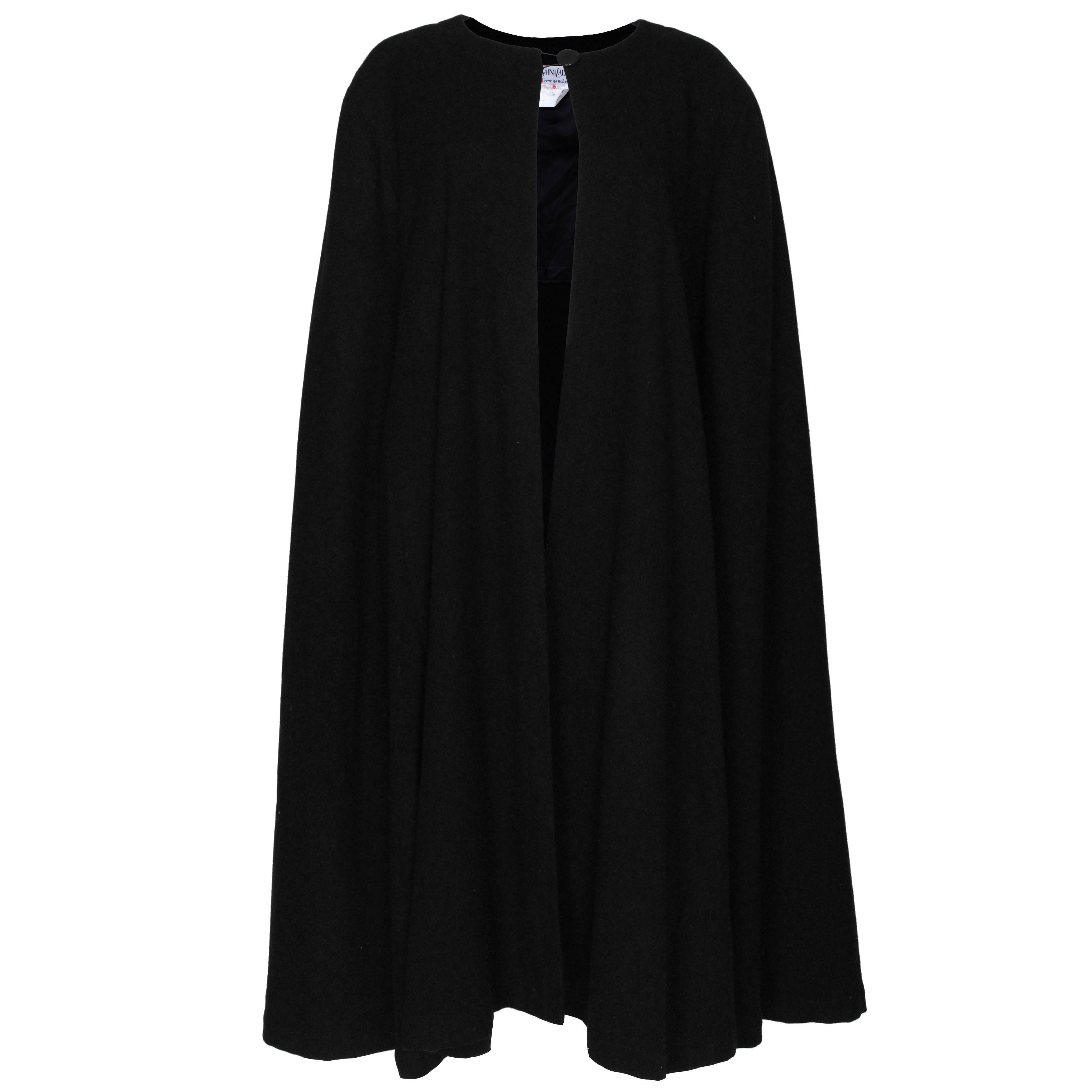 Black Wool Cape by Yves Saint Laurent Rive Gauche