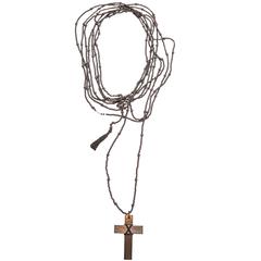 Tom Ford for Gucci Fall 2002 Brown Wooden Cross Necklace RARE