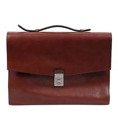 DAVIDE CENCI Brown Leather 1 GUSSET BRIEFCASE Handbag WORK Business BAG 8