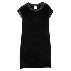 Chanel Dress - US 2 / 4 - 34 - Black 
Gray Shift Trim CC Logo Cotton 
Silk