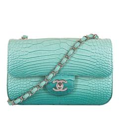 NEW MINI Chanel Turquoise Alligator 'Sac Timeless' Bag with Silver ...