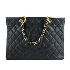 Chanel Gst Jumbo Black Caviar Vintage Grand Shopping Tote Gold Hardware 5