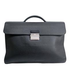 Used Gucci Black Textured Leather Silver Hardware Men's Attache Briefcase Bag 
