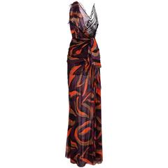 New VERSACE PRINTED SILK DRESS WITH LACE