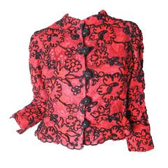 Arnold Scaasi Lace jacket with Chenille Applique 10
