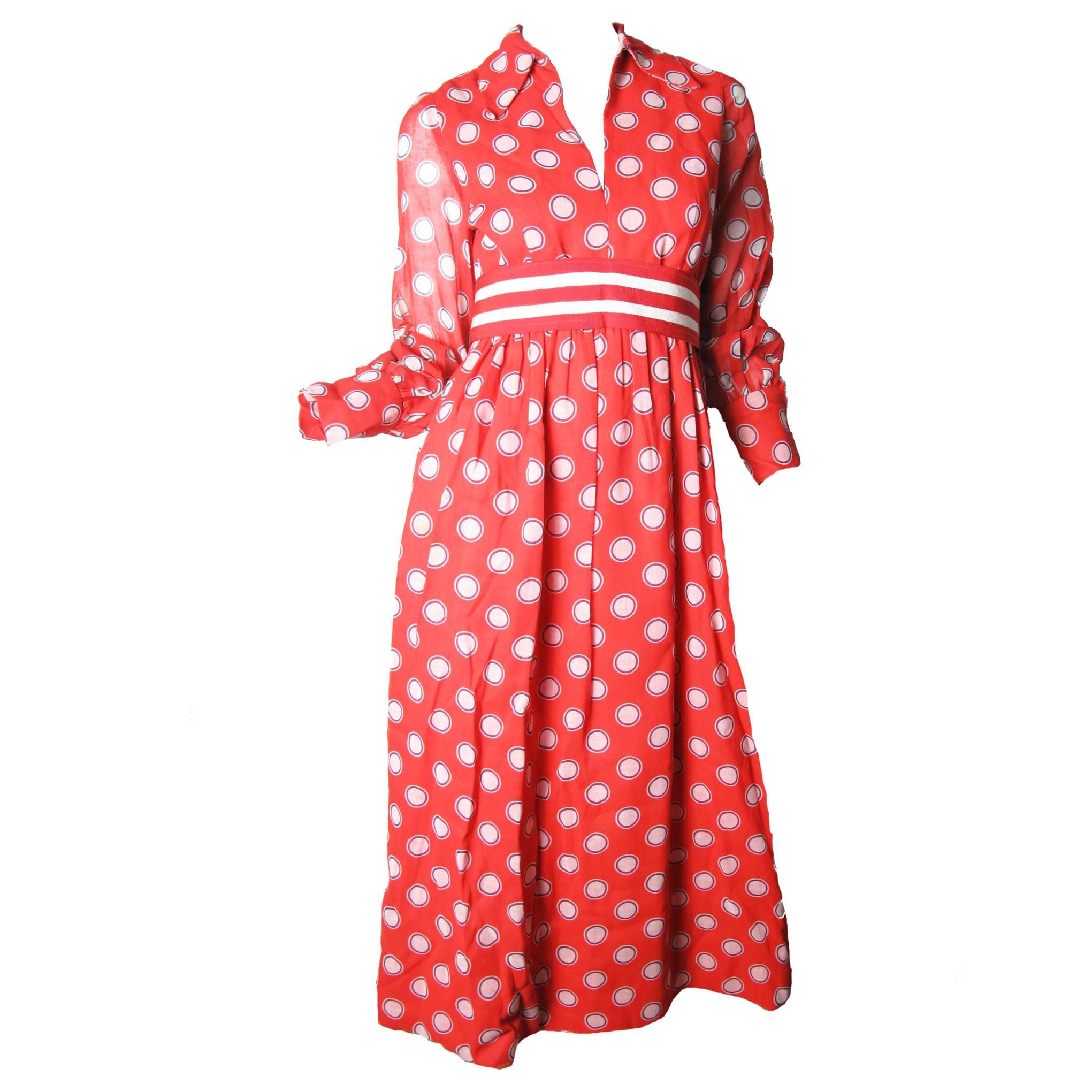 1970s Mollie Parnis Polka Dot Gown