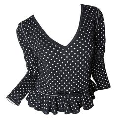 Ungaro Polka Dotted Sweater with Ruffle