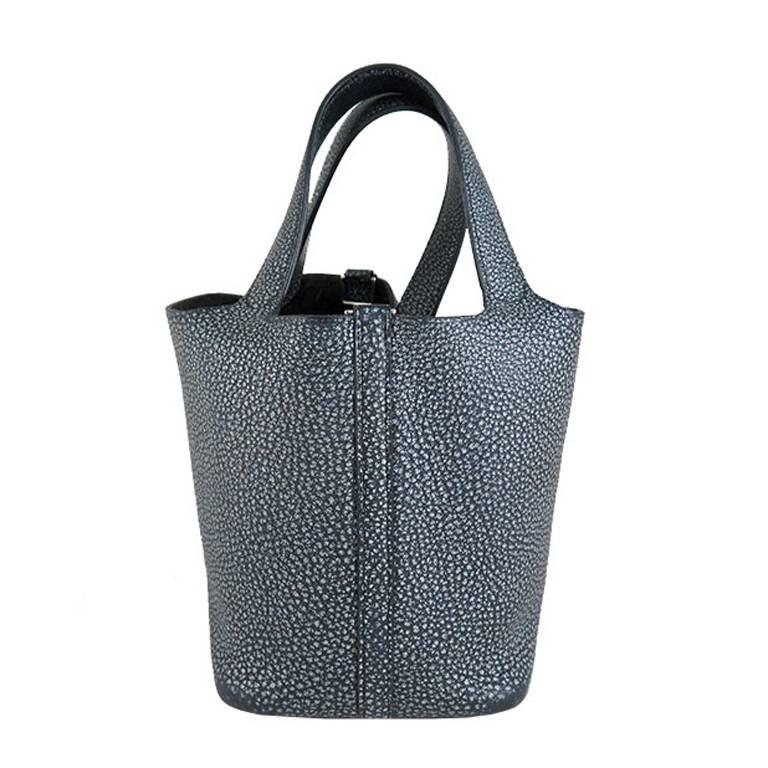 Hermès Black Dalmatian Buffalo Leather Picotin PM Bag