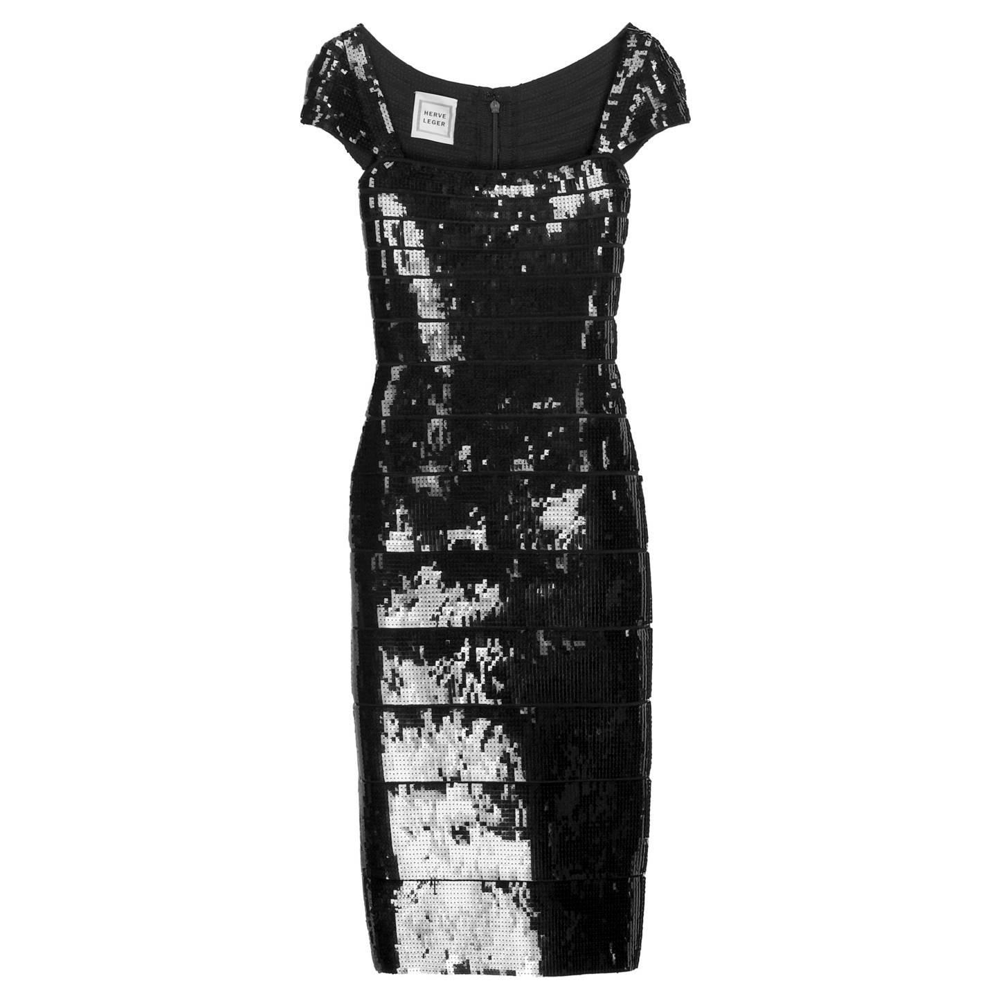 Black Herve Leger Sequin Bandage Cocktail Dress
