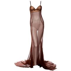 Dolce & Gabbana Vintage Hollywood Diva Chiffon Silk Corset Evening Gown