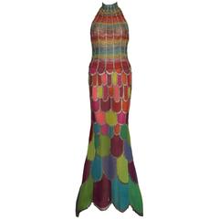 Breathtaking Atelier Versace Multicolor Beaded Silk Evening Mermaid Gown Dress 3