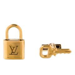 Louis Vuitton Gold Plated Sterling Silver Logo Men's Cufflinks in Storage Bag