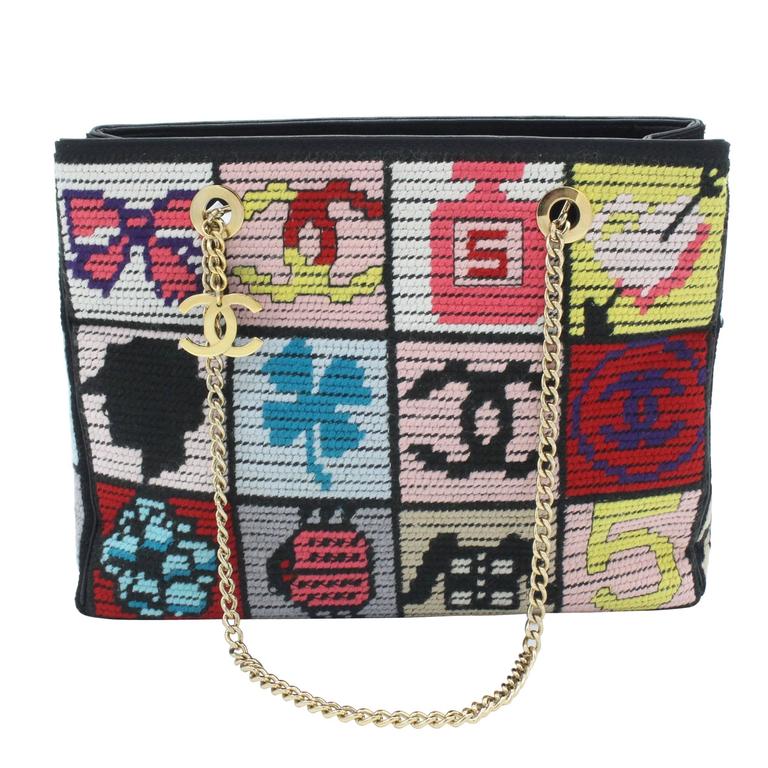 Chanel Precious Symbols Needlepoint Bag Purse at 1stdibs