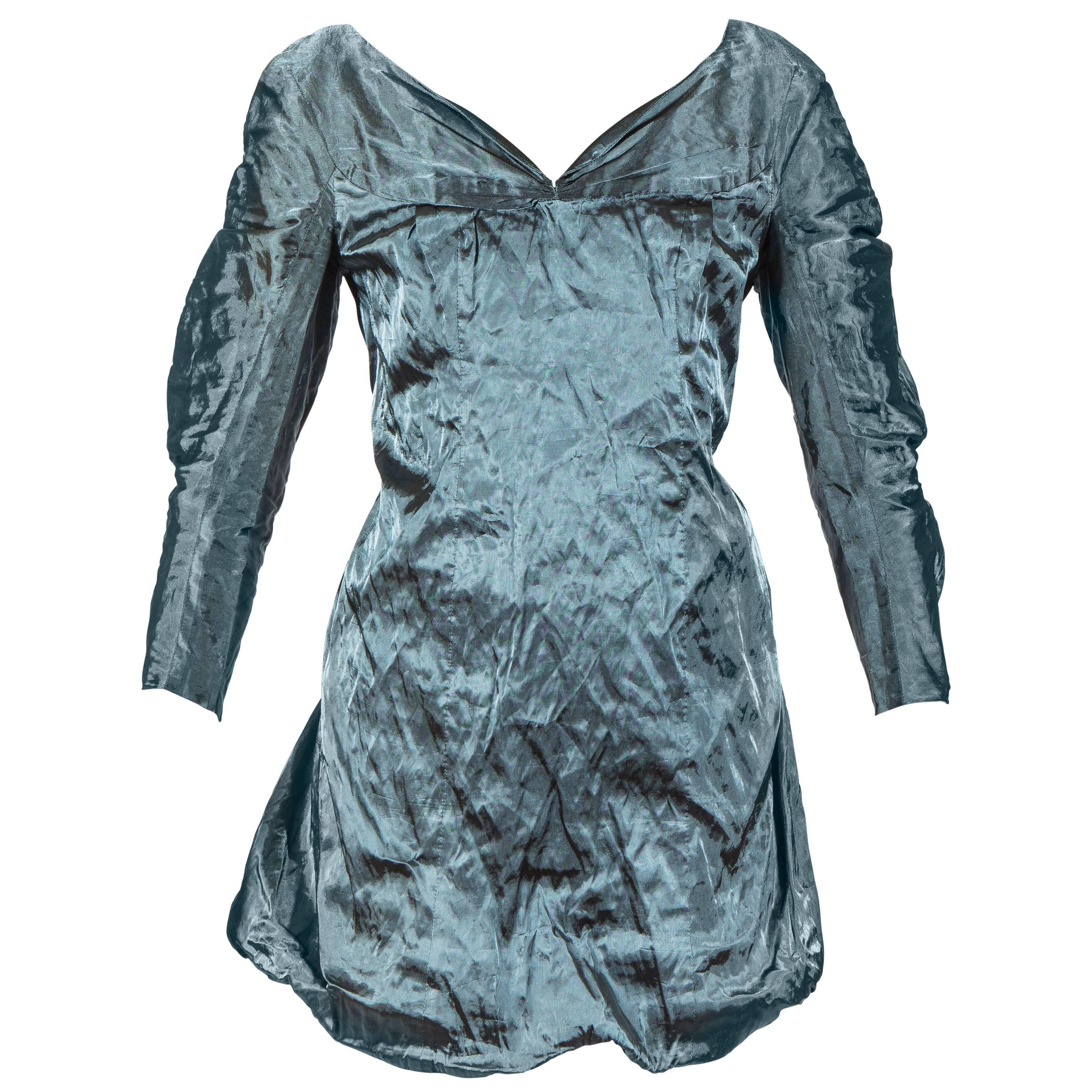 Olivier Theyskens for Rochas Spring 2004 Blue Metal Dress For Sale