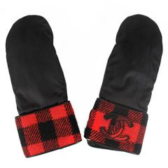 Chanel Gloves - CC Leather Wool Nylon Red Black Plaid Wool Mittens