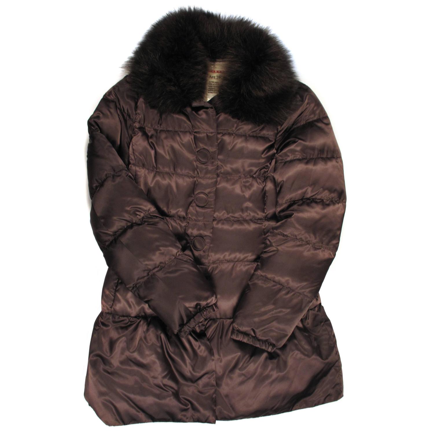 Prada Fur Down Coat - US 8 - 10 - 44 - 2011 - Brown Raccoon Puffer ...