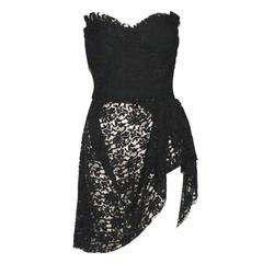 Dolce & Gabbana Strapless Asymmetric Black Corset Bustier Lace Dress 4