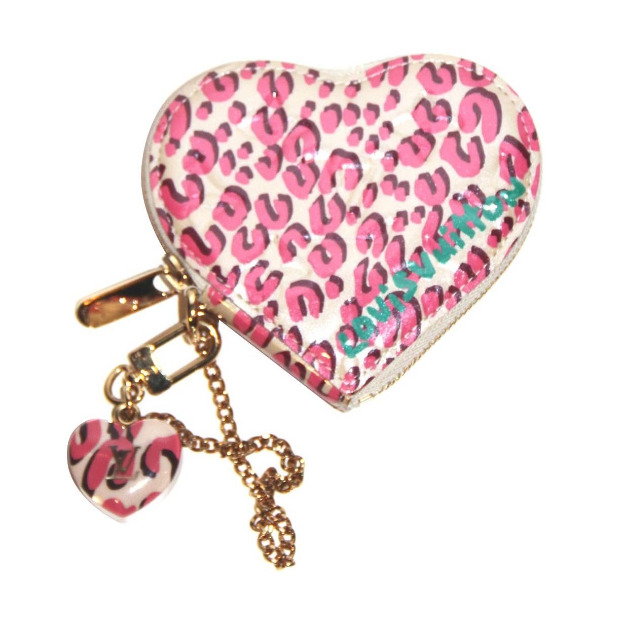 Louis Vuitton x Stephen Sprouse Pink Leopard Patent Heart Coin Purse Collector