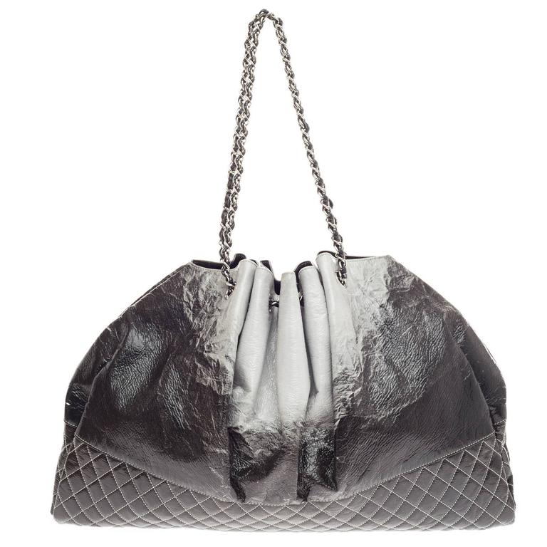 Chanel Black Quilted Black Leather Large Melrose Degrade Tote Bag